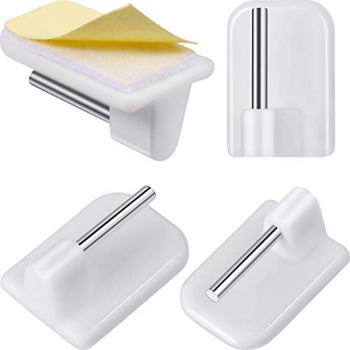 20 Packs Self-Adhesive Hooks Window Hooks Adhesive for Net Curtain Rods, White（Round Corners）