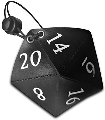 D20 Bag | Bolsa con Forma de Dado Dados de rol | de Polipiel con Cuerda y Cierre (Negro)