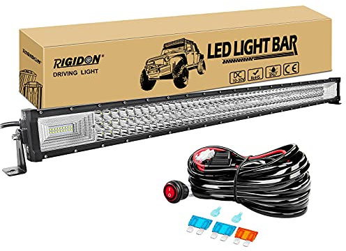 RIGIDON 42 Zoll 105 cm 540W außen alu led lichtleiste mit 12v kabelbaum kit, Wasserdicht warmweiß offroad beleuchtung für Auto Offroad ATV LKW KFZ Traktor Fahrzeuge 4x4, Slim led nebelscheinwerfer