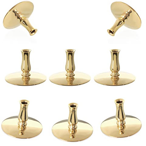 NKlaus 8X Kerzenhalter Messing Gold Kerzenständer Dünne Altarkerzen Ritualkerzen Bienenwachskerzen bis Ø6,7mm Leuchter Hochzeit 6731