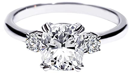 1.5Ct Moissanite Engagement Ring, Solid Sterling Silver 18K Real Gold Plated DF Color VVS Elongted Cushion Crushed Ice Cut Moissanite Engagement Rings for Women Wedding Memorial Day Party Dress