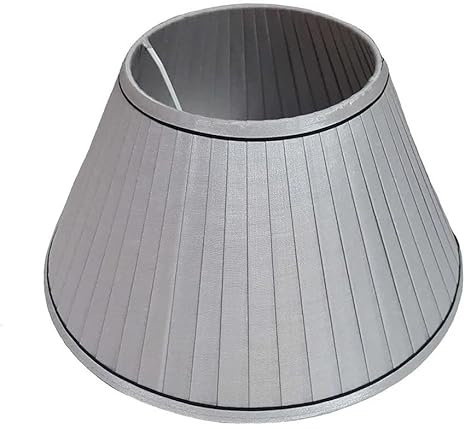 10 12 14 Pleated Style Fabric Table Lamp & Ceiling Coolie Light Shade (12 Inch, Grey (Black Ring))