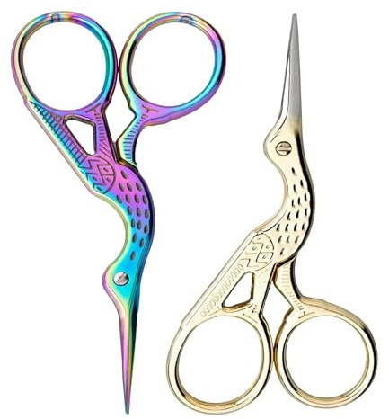 YANGWEN Embroidery Scissors,2PCS Sewing Embroidery Stork Scissors Stainless Steel Stork Sewing Scissors Vintage Scissors Suitable for Handcrafts,Embroidery,Sewing,DIY Crafting