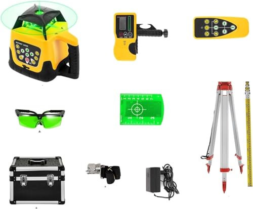 360 Livello Laser Rotante autolivellante 500 m Strumenti di misurazione a scansione Orizzontale Verticale Macchina livellatrice Laser Verde Rosso (Color : Nero, Size : Green Beam Kit Set 1)