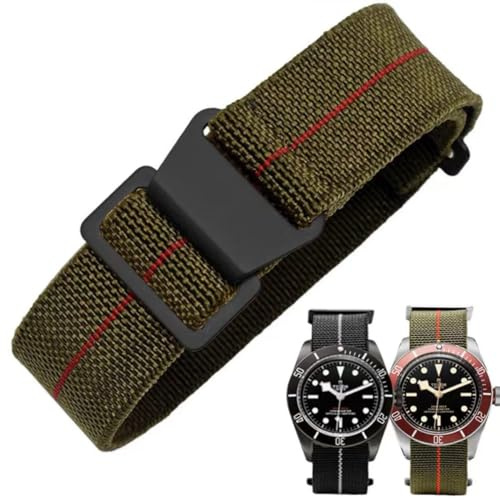 Elastiskt klockarmband i nylon, militäriskt parachute-band, ersättningsarmband av tyg, med hake, spänne i svart/silver, för män och kvinnor, 10 färger, 3 storlekar 18/20/22 mm, 18mm, Nylon, - Amber