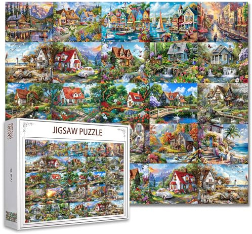 Country Garden Jigsaw Puzzles 1000 Pieces for Adults Various courtyards Puzzle Challenging Puzzle Perfect for Game Gifts DIY Home Wall Decor Farm Art Puzzles 27x20Inch Birthday Gifts