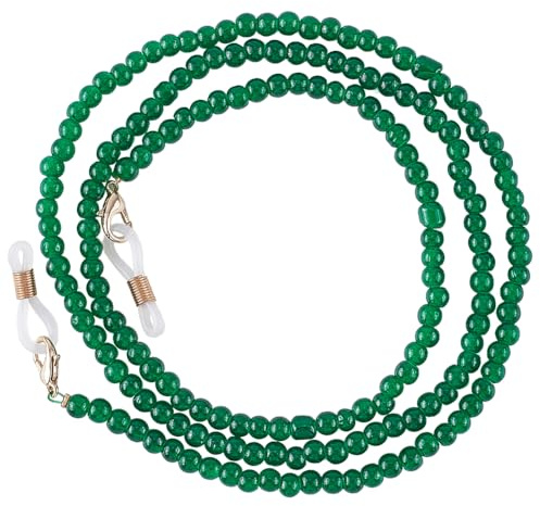 GORGECRAFT 1 Scatola 74cm Catena per Occhiali con Perline Porta Occhiali Intorno al Collo Cinturino Collana Cordino Multifunzionale Elegante Perline Verdi Catena Ferma Occhiali per Donne Occhiali