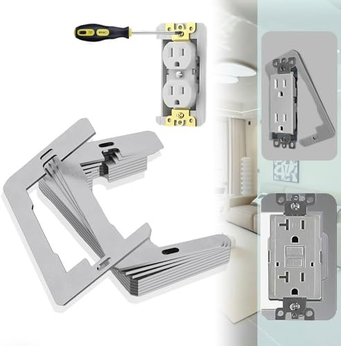 5 Pcs Wall Plate Spacer, Electric Outlet Spacers for Electrical Box, Outlet Shims, Metal Receptacle Spacers, Socket Wallboard Gasket Shims Leveler for Fixing Walls Electrical Outlet Electrical Boxes