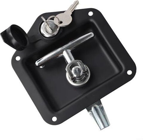 Rear Canopy Lock, Truck Locking T Handles, Rear Fixing Handle Tool Box Garage Door Snugtop Lock Canopy with Keys for Trailer Caravan,Black(Black)