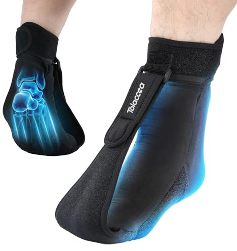 Tolaccea kylmanschett för fot med plantar fasciit, nattskena och gel-köldpaket – fotortos för att lindra smärta vid AFO, fotlyftningssvaghet, plantar fasciit och hälsenaninflammation (L)