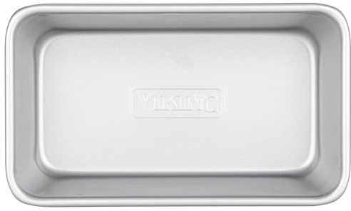 Viking Premium 9-Inch Nonstick Ceramic Bread Loaf Pan, Made without PFAS, Heavy Gauge Aluminized Steel Baking Pan for Bread and Cake, Reinforced Iron Frame, Even Heating, Oven Safe to 475F, Silver
