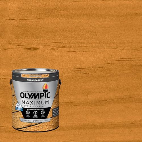 Olympic Stain 56503-1 Maximum Wood Stain and Sealer, 1 Gallon, Transparent Stain, Cedar Naturaltone