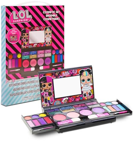 L.O.L Überraschung! All-in-One Kids Kosmetik Kompakt Set Waschbarer Lippenglänz Augen Wange Schimmer Pinsel Bunte Schönheit Set für Mädchen Kinder Alter 3+ von Townley Girl
