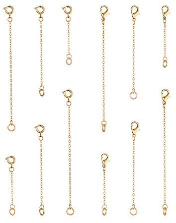 Softones 12-18Pcs Ankle Bracelets Extenders-Extension for Womens Jewelry(1 2 3 Inch),with Lobster Clasp and O-Clasp from Gold Silver Rose Gold