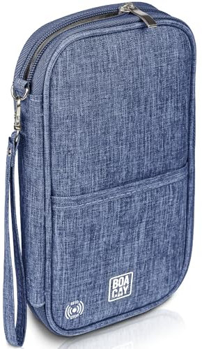 BOACAY Porta Passaporto per Famiglia con RFID, Portadocumenti da Viaggio per Donna e Uomo, Portafoglio e Organizer Impermeabile per Documenti, Biglietti, Carte