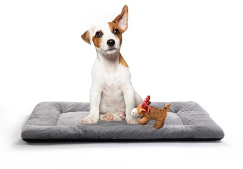 Dog Beds Crate Pad for Medium Dogs Fit Metal Dog Kennel,Ultra Soft Puppy Bed Washable & Anti-Slip Kennel Pad for Dogs Cozy Sleeping Mat,Gray 30inch