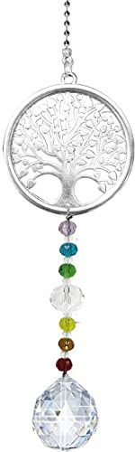 Atrapasueños para colgar en la ventana con cristal, árbol de la vida, adorno para hacer arco iris para pasillos de jardín y decoración del hogar (árbol de la vida)