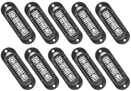 Krtopo 10X 4 LED Side Marker Lights 12/ 24V Trailer Side Lamp Warning light for Truck RV Caravan (White)