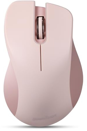 Perixx PERIMICE-621 trådlös mus – tyst klick med Ergo design – kompatibel med stationär och bärbar dator (rosa)