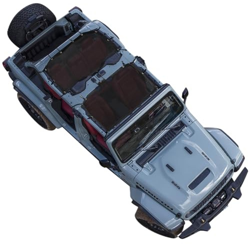 sukemichi Sunshade Bikini Top for 2024+ Jeep, Mesh Sun Shade Top Cover Bimini Top for 2025 2026 Jeep Wrangler JL Accessories 4 Door Hard Top - Blocks UV, Wind, Noise, Black (Not for Soft Top Sky Top)