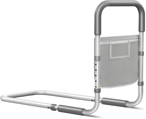 Fosdaling Bed Rails for Elderly Adults Safety: Adjustable Bed Assist Rails for Seniors & Patients with Storage Bag - Bedside Rail Handle Support Bar Bed Guard Rails - Fits King Queen Full Twin Medium