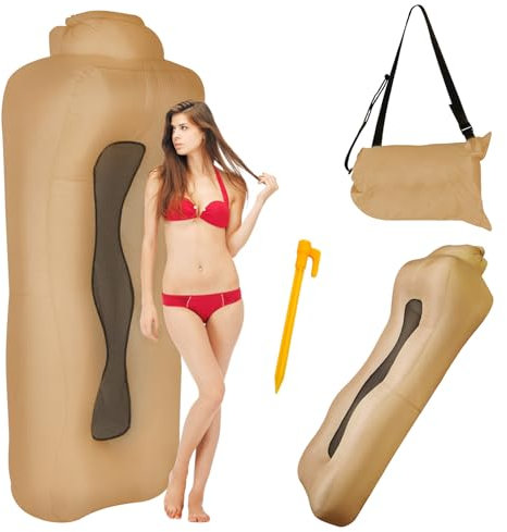 FainFun Aufblasbares Sofa, Aufblasbare 190 * 70cm Luftsofa, Luftsack Strand mit Mesh, Camping Sofa mit dem Portable Package, für Strand, Musikfestival, Khaki