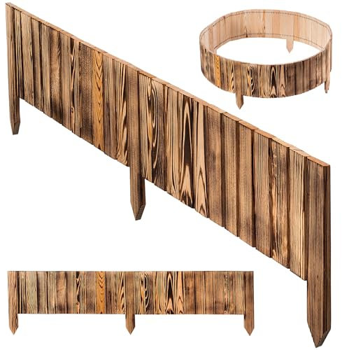 KADAX Bordure de pelouse en bois flexible - 116 x 20 cm - Bordure de parterre - Bordure de jardin flexible - Bordure de tonte - Marron