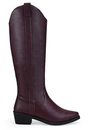 BOSANOVA Botas Camperas de caña Alta para Mujer con Doble Tirador y Suela con Acabado en Punta y tacón Ancho de 5 cm. Cierre con Cremallera. Calzado para Mujer Burdeos 39