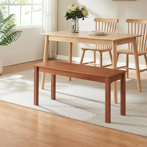 [en.casa] Panca da Pranzo in Legno di Pino per Interni Seduta Sgabello da Tavolo Cucina Ingresso Soggiorno 100 x 35 x 45 cm - Effetto Noce