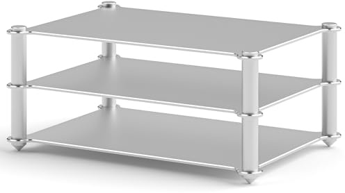 DoukAudio - Soporte de aluminio para audio: estante de escritorio de múltiples capas HiFi para amplificador, preamplificador DAC, ventilado, estante de almacenamiento modular CNC, configuración de