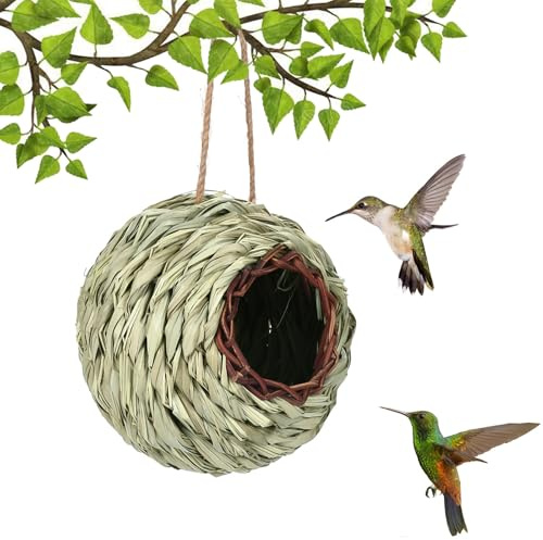 Fågelbo, gräs svalbo, fågelhus, fågelbo för fåglar utomhus väderbeständig, för undulat mese, kanariefågel, koltrast, hummingfågel, rödhake (C)