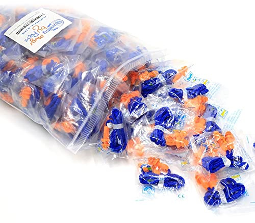 Quality Reusable Earplugs 100 Pair - 25dB Corded Silicone Ear Plugs for Shooting Construction Work Ear Plugs Motorcycle Range Hunting Hearing Protection Ear Protection for Mowing Earplugs Reusable