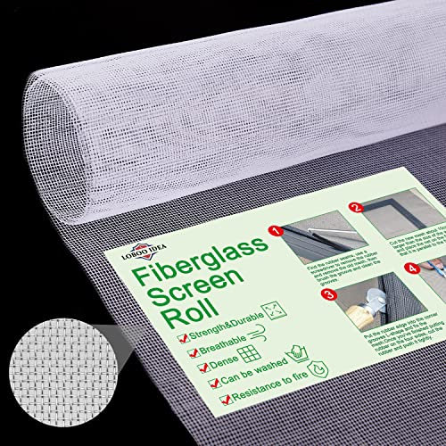 Loboo Idea Moustiquaire en fibre de verre remplaçable pour porte, fenêtre et mur de cour - 100 x 100 cm - Blanche