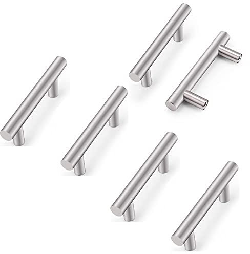 ANSIEDIO 6 pezzi Acciaio Inox Maniglia per Mobili Maniglie a Barra Maniglie a Corrimano Viti Incluse (64 mm Distanza dei fori)