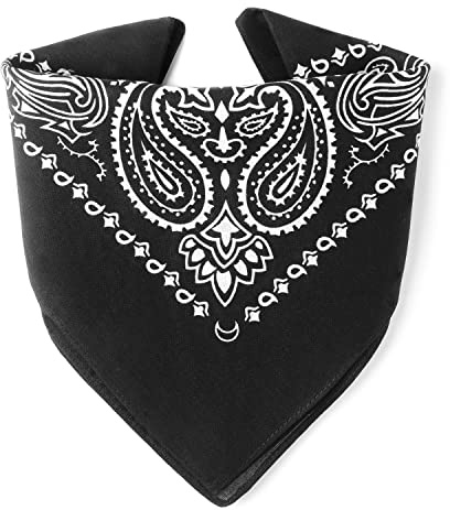 Karl Loven - Schwarz Bandana - Paisleymuster - 100% Baumwolle - Dicker Stoff - 20 Exklusivfarben