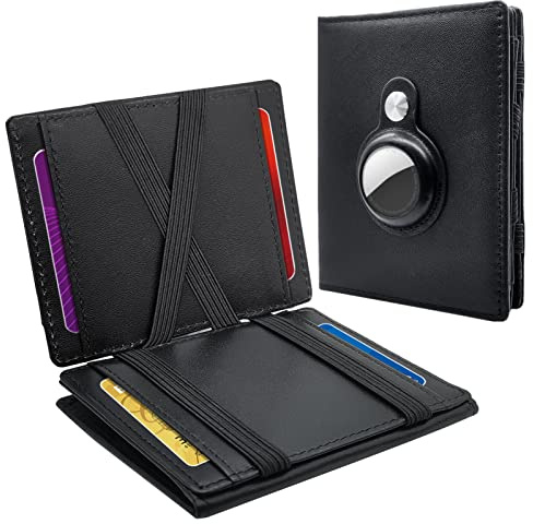 Phelinta Wallet für Airtag – Magische Geldbörse mit Münzfach, RFID-Schutz, Slim Magic Wallet für Herren, Geldbörse aus echtem Leder, Kartenetui Geldbeutel, 6 Karten