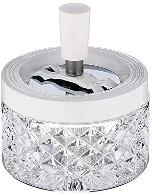 Angelo Schleuderaschenbecher/Drehaschenbecher Glas transparent/weiß, 9 cm