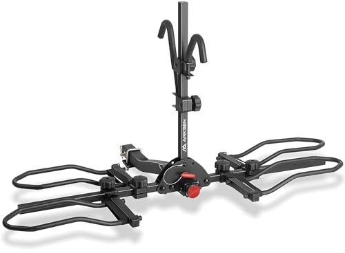 ARKSEN Enganche para portabicicletas para coche, soporte de plataforma de montaje de enganche de 2 bicicletas, soporta bicicletas eléctricas y de neumáticos gruesos de hasta 75 libras cada una (150