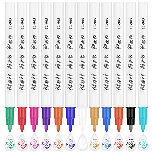 12 Pcs Nail Art 3D Painted Pen Colorful Nail Graffiti Pen Quick Drying Nail Art Painting Pen Easy to Use Nail Point Graffiti Pen Smooth Nail Art Drawing Pen for Flower Pen Hook Line DIY Nail Art .