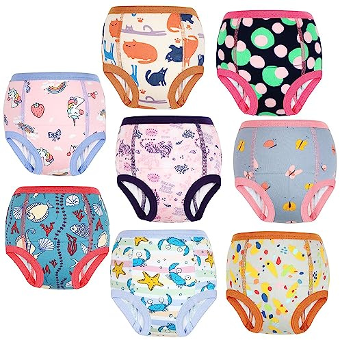 FLYISH DIRECT Baby Trainerhosen Töpfchentraining, 8er Pack Töpfchen Trainingshose für Mädchen Jungen, 2-7 Jahre, Waschbar und Wiederverwendbar, 90/2T