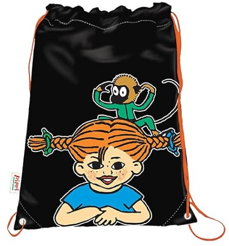 Euromic Pippi Langstrumpf Offiziell lizenzierter Turnbeutel für Kinder - Leicht & faltbar 210D Recyceltes Polyester, Sicherheitsschnüre & Break-Away Schnalle, Wasserabweisendes Material, 35x45cm