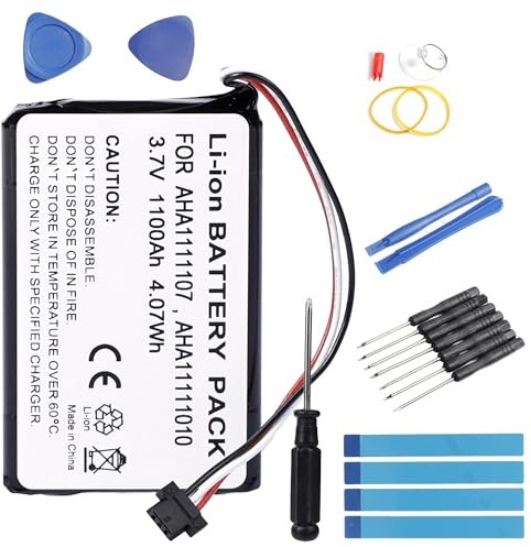 Fuworance GPS Akku Kompatibel mit Tomtom Go 6100, Go 600, Go 610, Go 620 World, Go 620 (2016), Go Essential 4FA60, AHA1111107 + Reparaturwerkzeug 1100mAh Lithium-Ionen Batterien