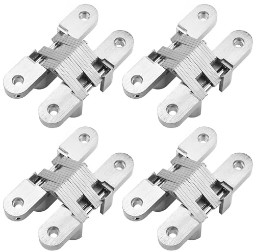 QWORK® Invisible charnières, caché charnière pour meuble matériel porte pliante, 95mm, 4 Pièces, charge : 40 kg
