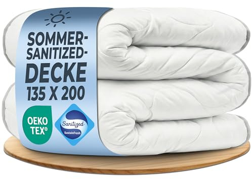 LILENO HOME Sommer Bettdecke 100x135cm | wolkenweiche Allergiker Decke 100x135 mit Sanitized Hygiene Funktion | Oeko-Tex Klasse 1 Mikrofaser | 95 °C waschbar | Made in EU | Hotel Qualität