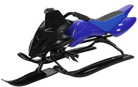 Trineo de nieve para niños y adultos, trineo de nieve curvo con freno de pie sensible, control de dirección libre, carga de hasta 220 libras, tabla deslizante de esquí al aire libre, azul