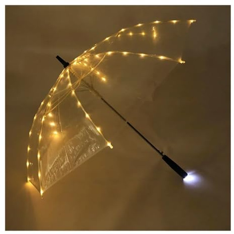 EUYIMOMO Paraguas LED Paraguas Led de 4 colores, paraguas transparentes con linterna, for fotografía de bodas, fiestas, cumpleaños, regalos de Navidad(Style C)