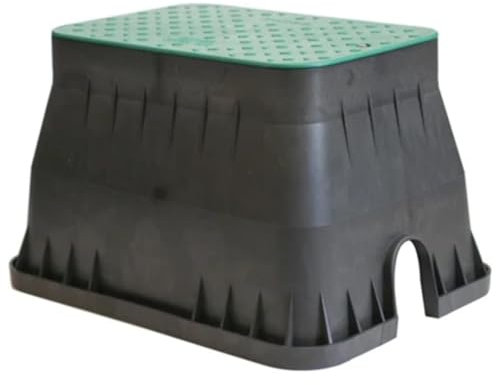 LoviStore Pozzetto Rettangolare cm 38x49,6 x H30 con Coperchio in Plastica Resistente agli Urti, Ideale per 4 Valvole, per Impianti Irrigazione Interrati Alloggio Elettrovalvole Idranti, Grande Verde