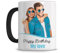 Mug Personnalisé 1 ou 2 photos et textes, anse et interieur noir - Tasse à cafe personnalisable - Mug original - Traitement Photo PREMIUM HD - Cérmique Blanc brillant BRIGHT