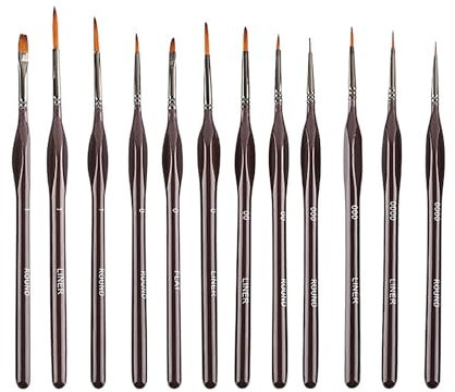 Kryzulax Pinsel Set,12 Stück Hochwertige Pinsel mit Holzgriffen,Premium Nylon Acrylfarben Pinsel,Malerei Ölfarben Brush Set,für Künstler,Erwachsene und Kinder