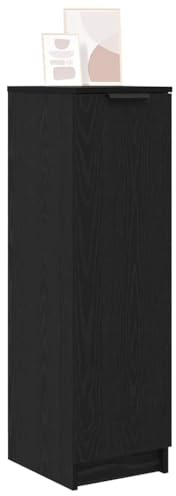 vidaXL Mobile per Scarpe con Porta Rovere Nero 29,5 x 35 x 101 cm, Mobile per Scarpe Moderno, Organizer Rettangolare, Ampio Spazio, Minimalista e Resistente